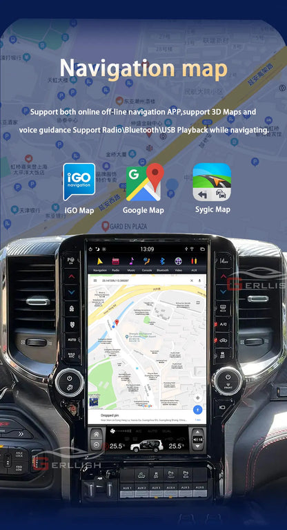 Voiture Android pour lecteur DVD écran tactile GPS Navigation Radio DSP 1 an unité principale stéréo pour Dodge Ram 2018-2020