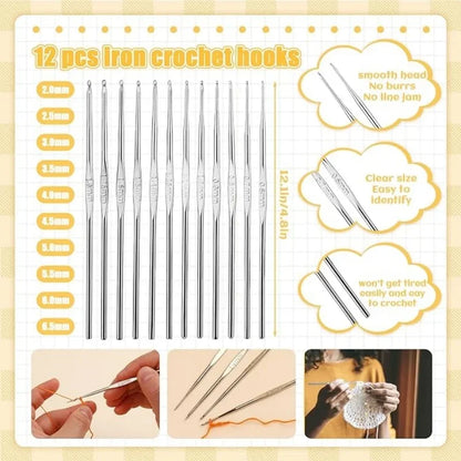 Ensemble de 54 aiguilles à crochet, aiguilles à tricoter, aiguilles émoussées, kit de marqueurs de mailles avec étui de rangement, outils de tricot à la main DIY