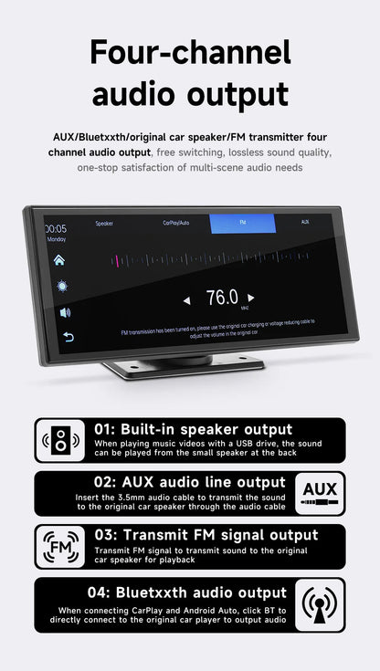 BQCC 11.26 pouces HD écran tactile pour support de voiture Portable universel sans fil Carplay Android Auto miroir BT TF lecteur de voiture