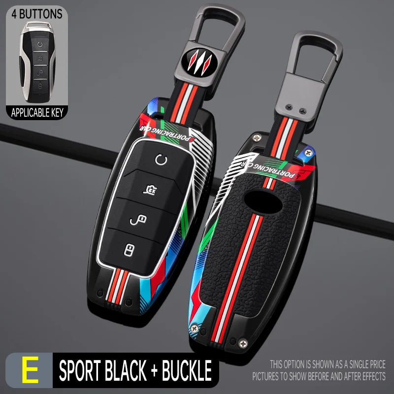 Étui pour clé de voiture en métal, Style course à 4 boutons, housse Fob pour BYD Song Plus Atto 3 Han EV Tang DM Qin Seal Dolphin