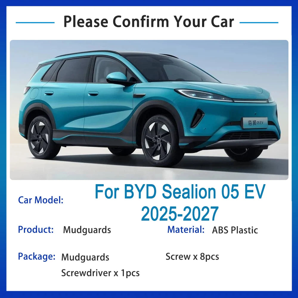 Garde-boue doublé de roue automatique pour BYD Sealion 05 EV, accessoires 2025 2026 2027, garde-boue anti-éclaboussures