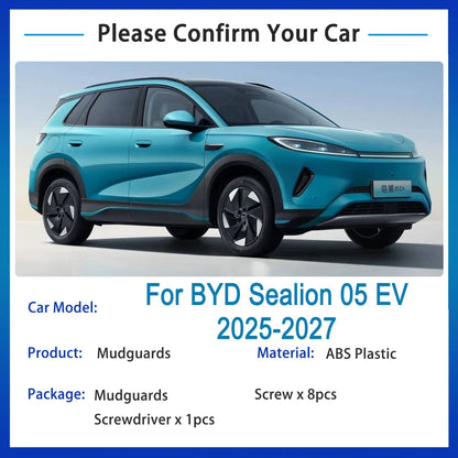 Garde-boue doublé de roue automatique pour BYD Sealion 05 EV, accessoires 2025 2026 2027, garde-boue anti-éclaboussures