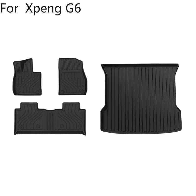 Pour Xpeng G6 2025-2023 tapis de sol tapis de coffre tous temps avant arrière tapis de doublure de chargement, accessoires de coussinets de pied antidérapants imperméables
