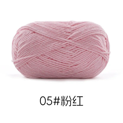 Pelote de Fil de Coton de Lait Peigné à 4 Brins, Laine Douce pour Crocheter et Tisser à la Main, 50g Chacun. 120M)