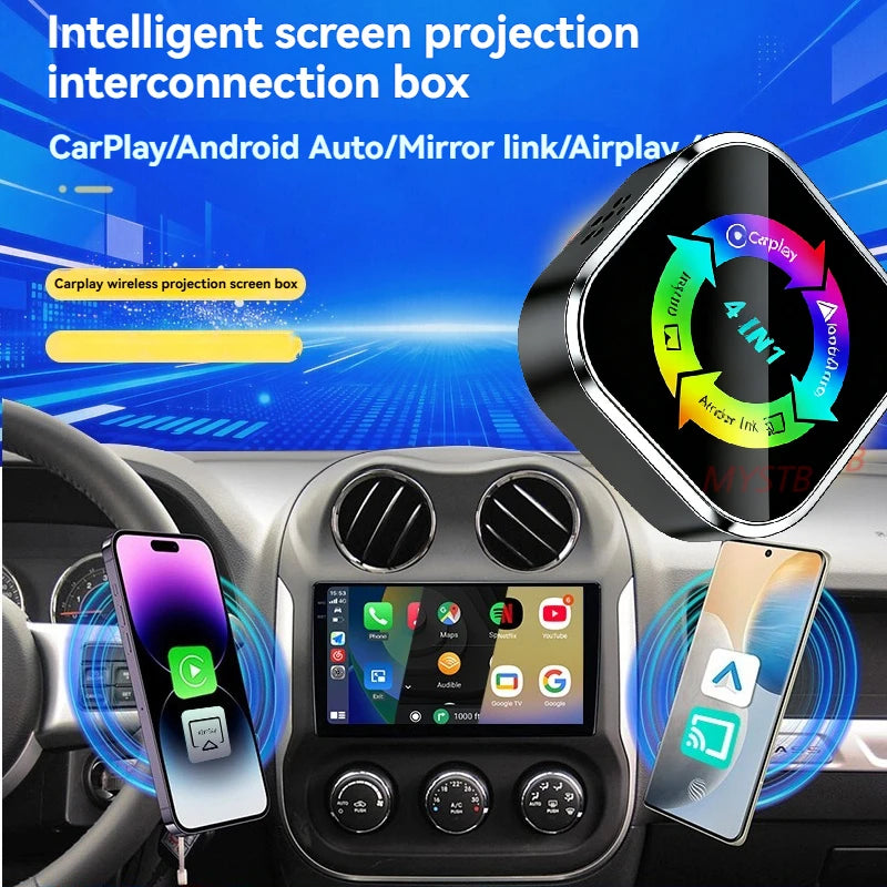 Adaptateur CarPlay sans fil, boîtier AI pour voiture Android Auto Apple CarPlay AirPlay, lien miroir, miroir d'écran, Bluetooth CarPlay, 2026