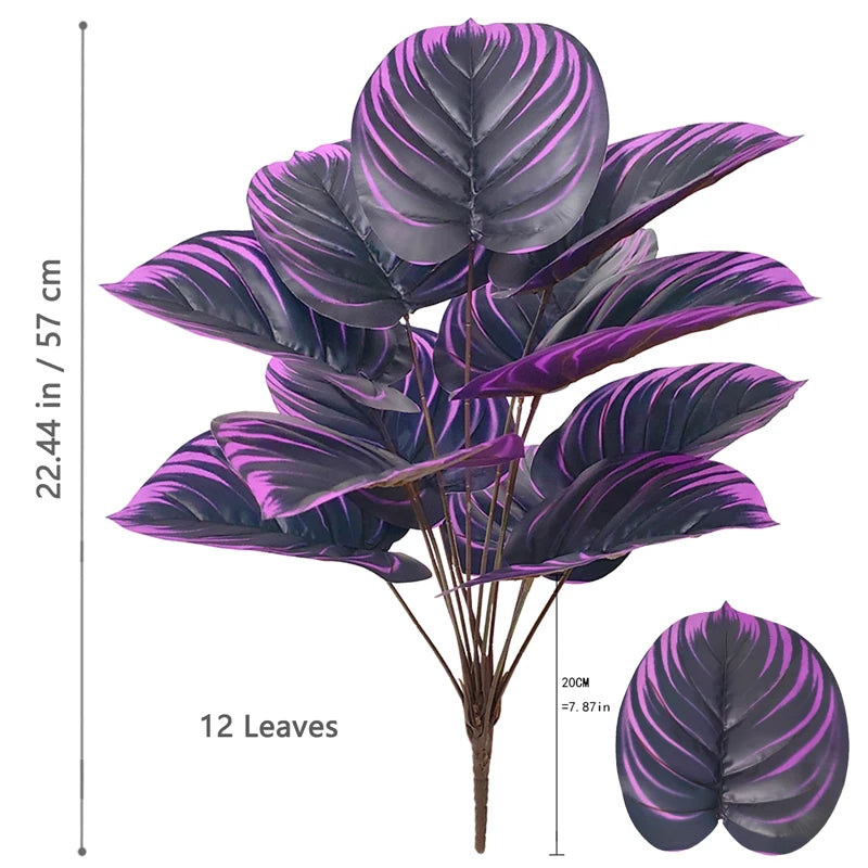 Grand palmier artificiel de 57 à 75cm, branches de plantes Monstera, feuilles de tortue en plastique, feuilles au toucher réel pour décoration de jardin de maison