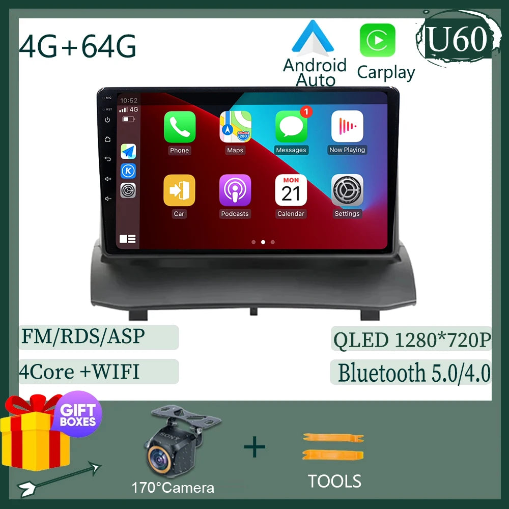 Android pour Ford Fiesta MK7 2009 - 2017 haute performance CPU tactile vidéo Bluetooth stéréo QLED écran Carplay vidéo DSP DVD