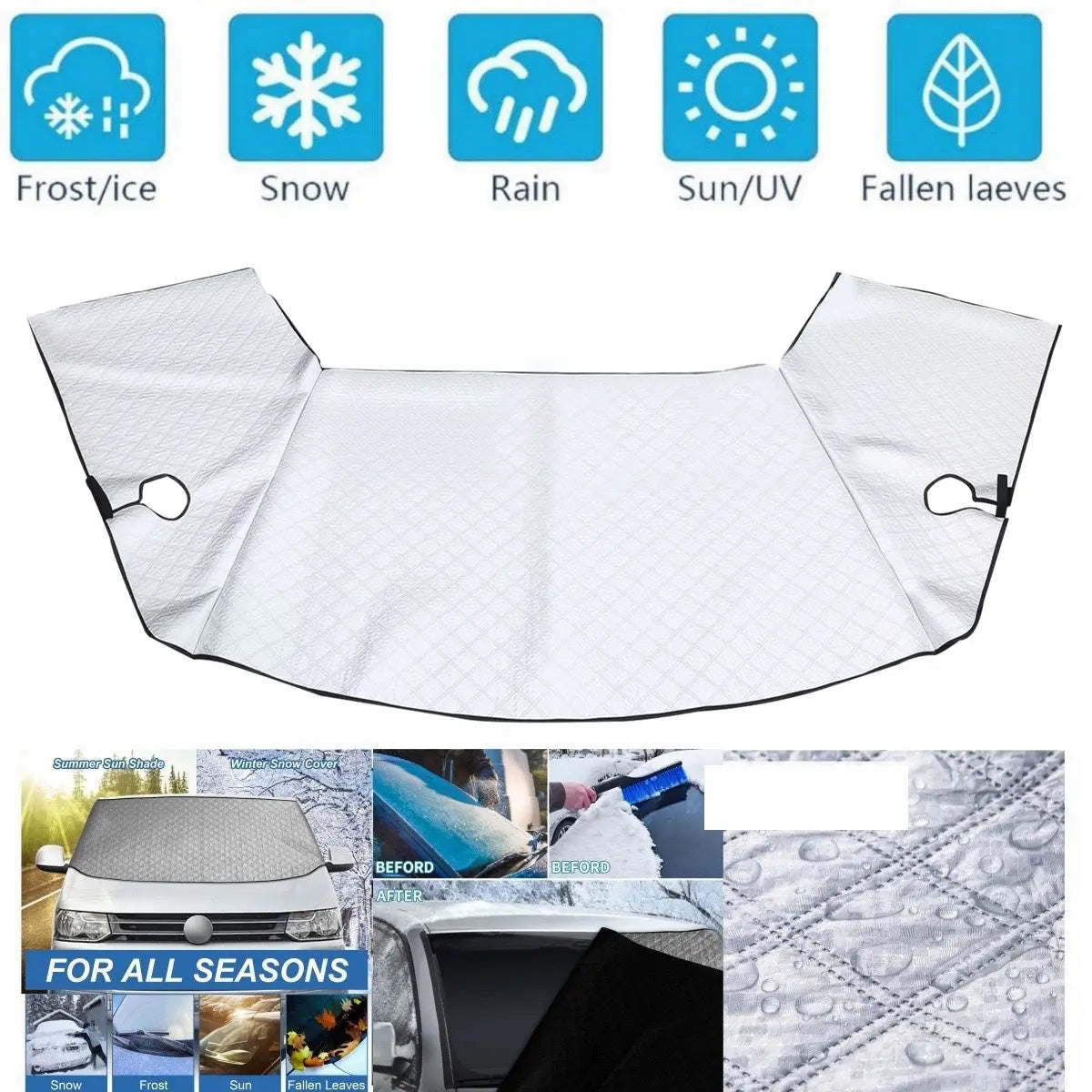Bouclier solaire argenté pour pare-brise de voiture, couverture solaire d'hiver pour fenêtre avant, Protection extérieure contre le gel et la neige, pour VW T7