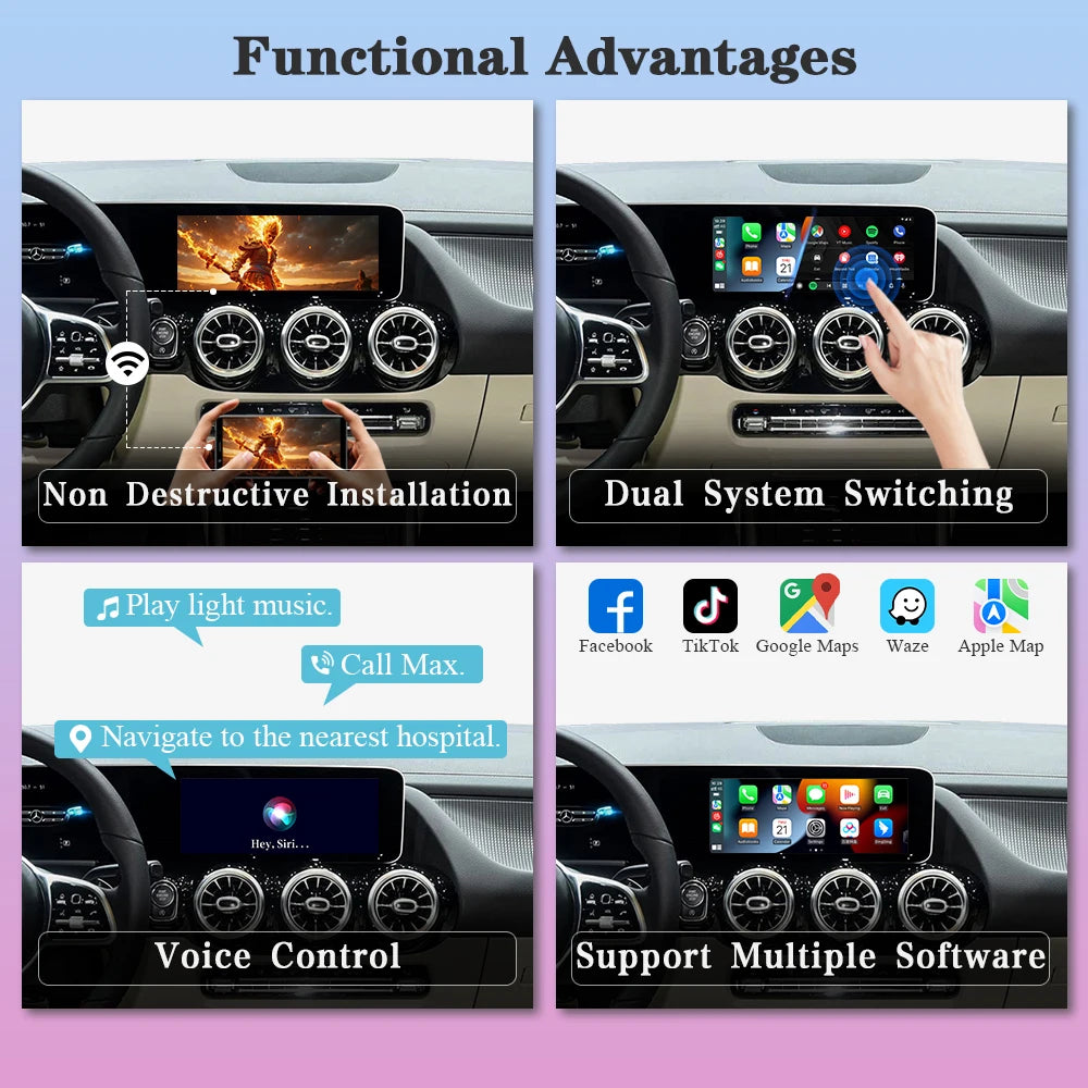 AUTOTOP 10.25/12.3 pouces double écran tactile Android Carplay pour Mercedes Benz nouveau A C E GLA MBUX NTG6.0 unité principale après modèle 2018