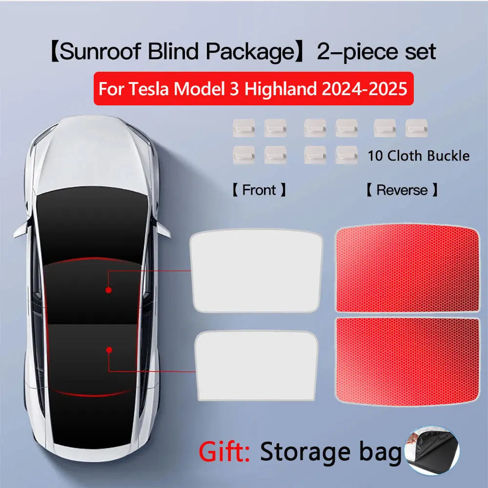 Pare-soleil pour Tesla modèle 3 toit ouvrant Highland 2025 modèle Y 2020-25 boucle en tissu de glace pare-soleil verre avant arrière lucarne accessoire