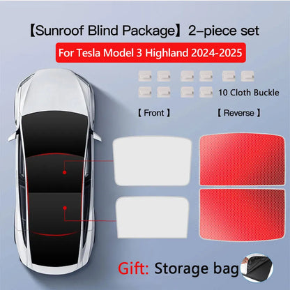 Pare-soleil pour Tesla modèle 3 toit ouvrant Highland 2025 modèle Y 2020-25 boucle en tissu de glace pare-soleil verre avant arrière lucarne accessoire