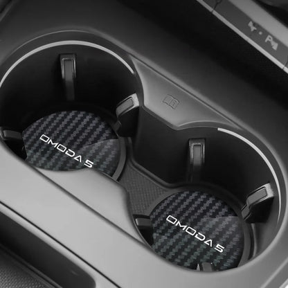 2 قطعة من بساط أكواب المياه المصنوع من ألياف الكربون غير القابل للانزلاق للسيارة لـ Chery Omoda C5 Crossover Omoda 5 FX BX EX GT 2022 – 2025، إكسسوارات