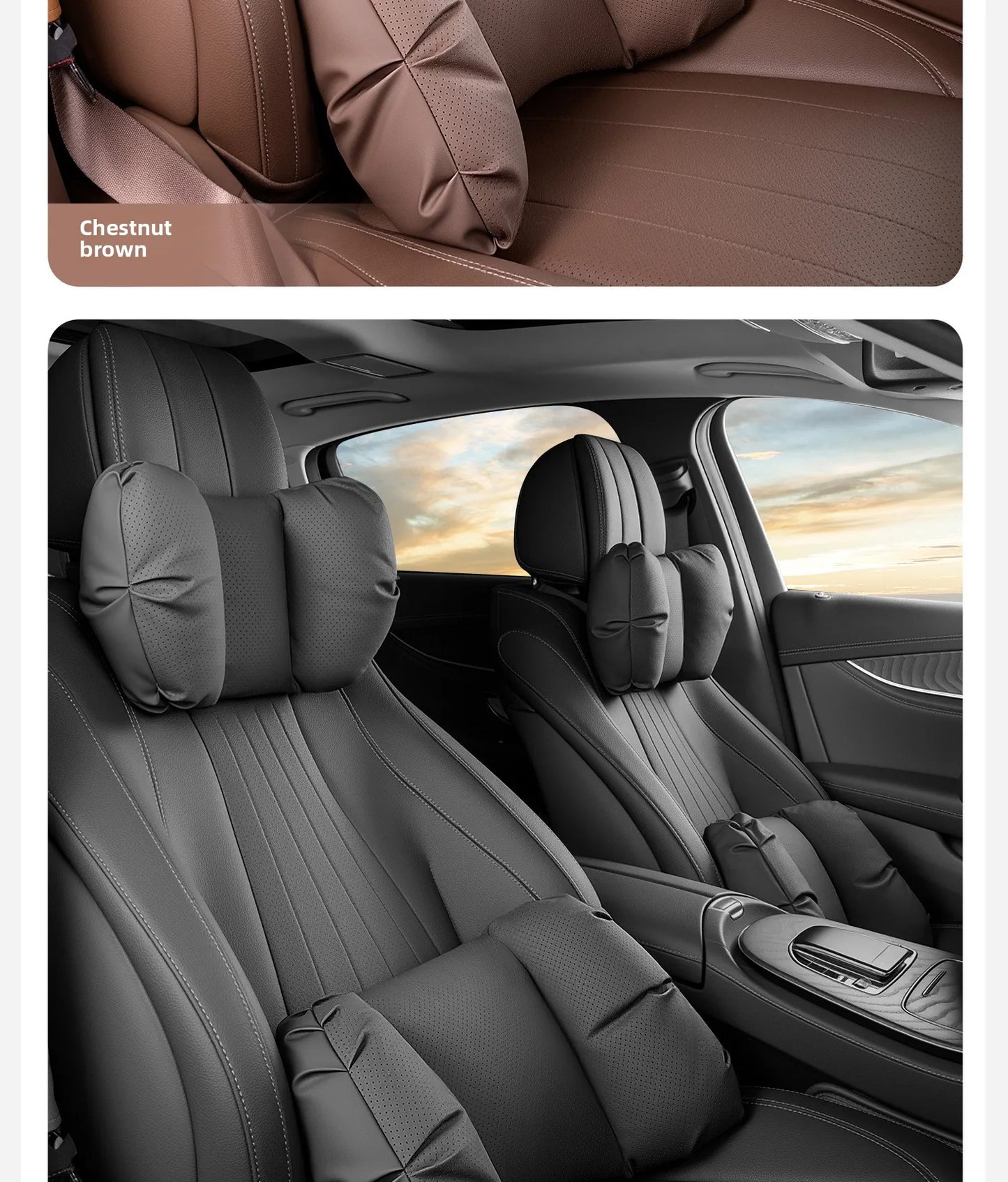 Coussin de tête de siège auto universel de haute qualité, oreiller de nuque en cuir perforé respirant, support lombaire pour voiture