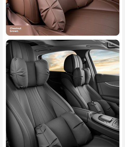 Coussin de tête de siège auto universel de haute qualité, oreiller de nuque en cuir perforé respirant, support lombaire pour voiture