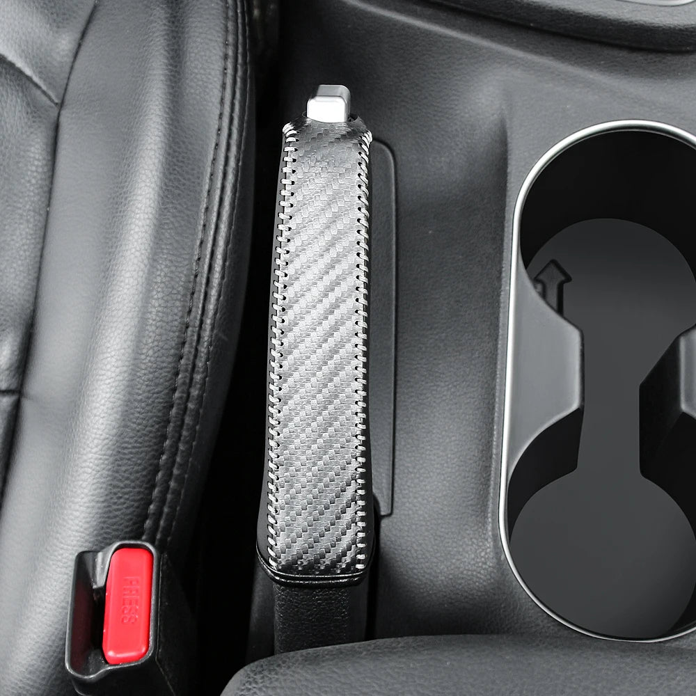 Housse de frein à main de voiture en Fiber de carbone, en cuir PU, antidérapante, manchon de frein à main de voiture, housse de poignée de frein à main Portable, accessoires universels