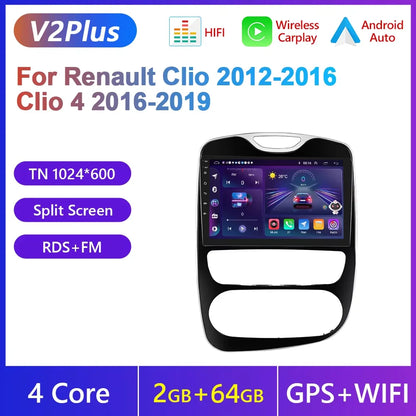Podofo Android 4G WIFI lecteur multimédia de voiture pour Renault Clio 2012-2016 Clio 4 2016-2019 Carplay GPS écran tactile autoradio RDS
