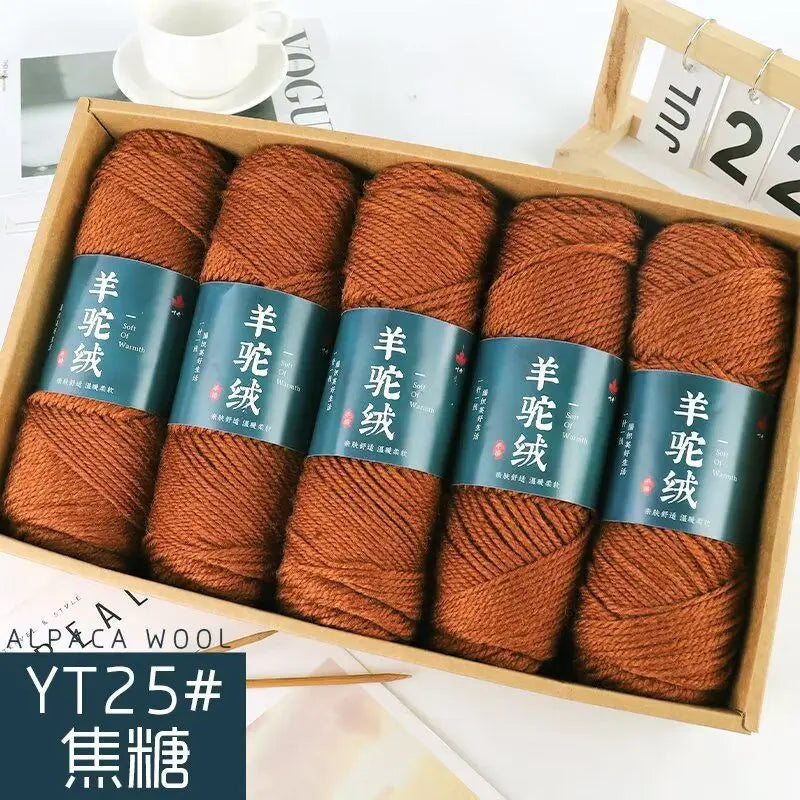 Fil de laine d'alpaga et cachemire, 500 g/ensemble, pour vêtements au Crochet, chapeaux, gants, moyennement épais, 3 plis, fil de laine tricoté à la main de haute qualité, gonflé