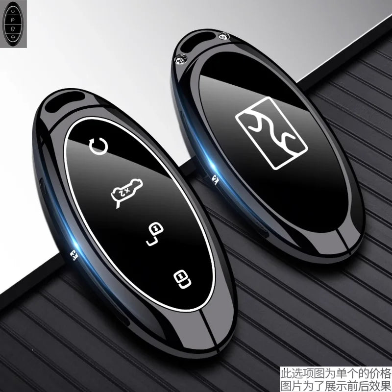 Housse de clé en métal de qualité supérieure pour BYD Yangwang U8/U9, étui de luxe à Protection complète pour clé de voiture, accessoires d'intérieur de voiture