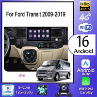 Autoradio multimédia vidéo avec navigation GPS Android16 CarPlay sans fil pour Ford New Transit 2009-2019 Focus 2005-2010