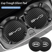 Dessous de verre en cuir de carbone pour voiture, 2 pièces, tasse d'eau, coussinet antidérapant pour BYD Atto 3 Yuan Plus Han Tang EV F3 E6 Dmi Song F0 Qin Pro G3 I3 Ea1