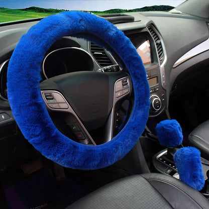 Ensemble de housses de volant en peluche d'hiver 3 pièces, polaire chaude Super épaisse pour temps froid, comprend un changement de vitesse et une housse de frein à main