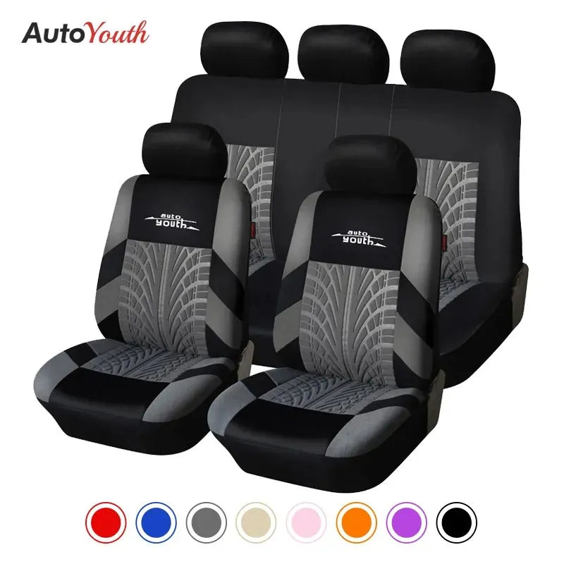 AU-UTH-Ensemble de Housses de Siège de Voiture Brodées, Protection Universelle Adaptée à la Plupart des Voitures, avec un Style Track Tatif