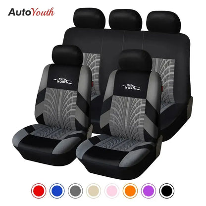 AU-UTH-Ensemble de Housses de Siège de Voiture Brodées, Protection Universelle Adaptée à la Plupart des Voitures, avec un Style Track Tatif