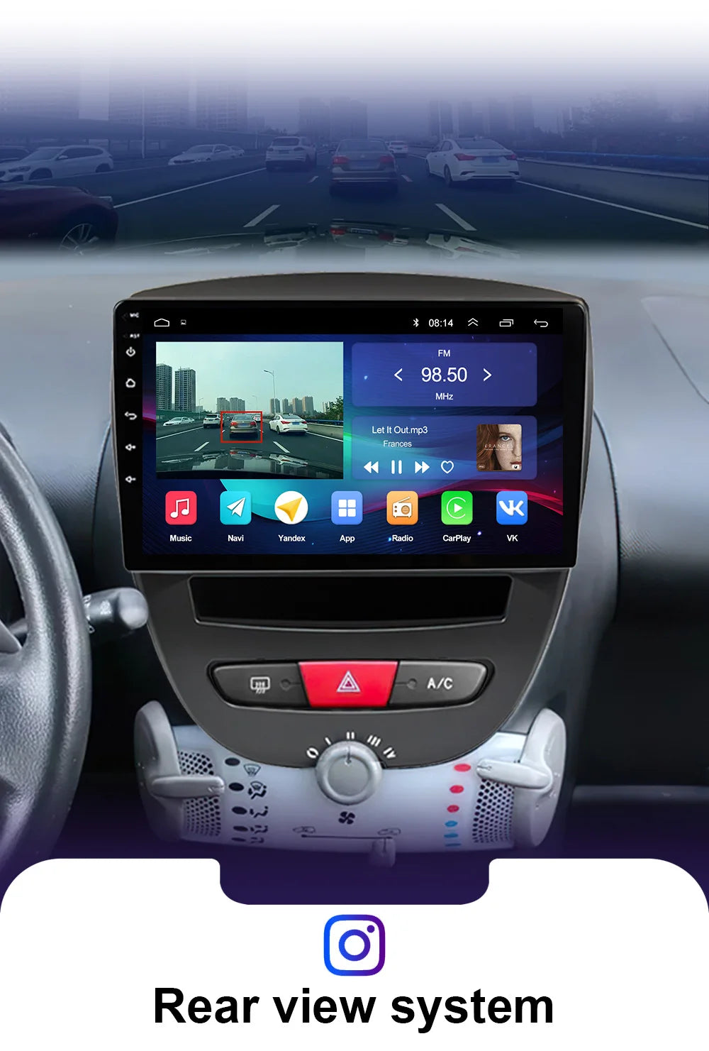 LEHX-Autoradio L6 Pro, Android 14, 2 Din, Stéréo, CarPlay, Limitation de Courant, GPS, pour Voiture KIT 107, Toyota Aygo, Cristaux en C1 (2005-2014)