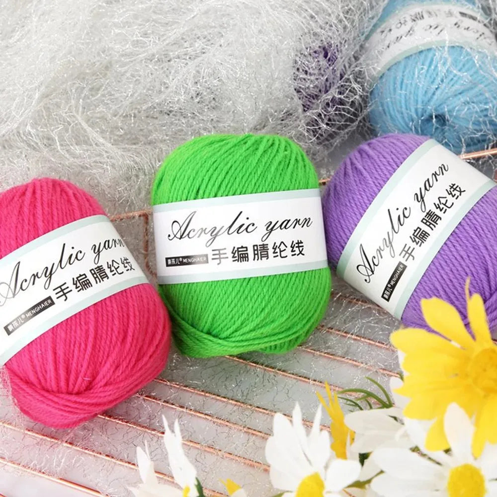 Fil tricoté en acrylique mélangé à 4 brins, avec crochet pour pull, chaussures, pantoufles, écharpe, démarreur tissé à la main pour débutants