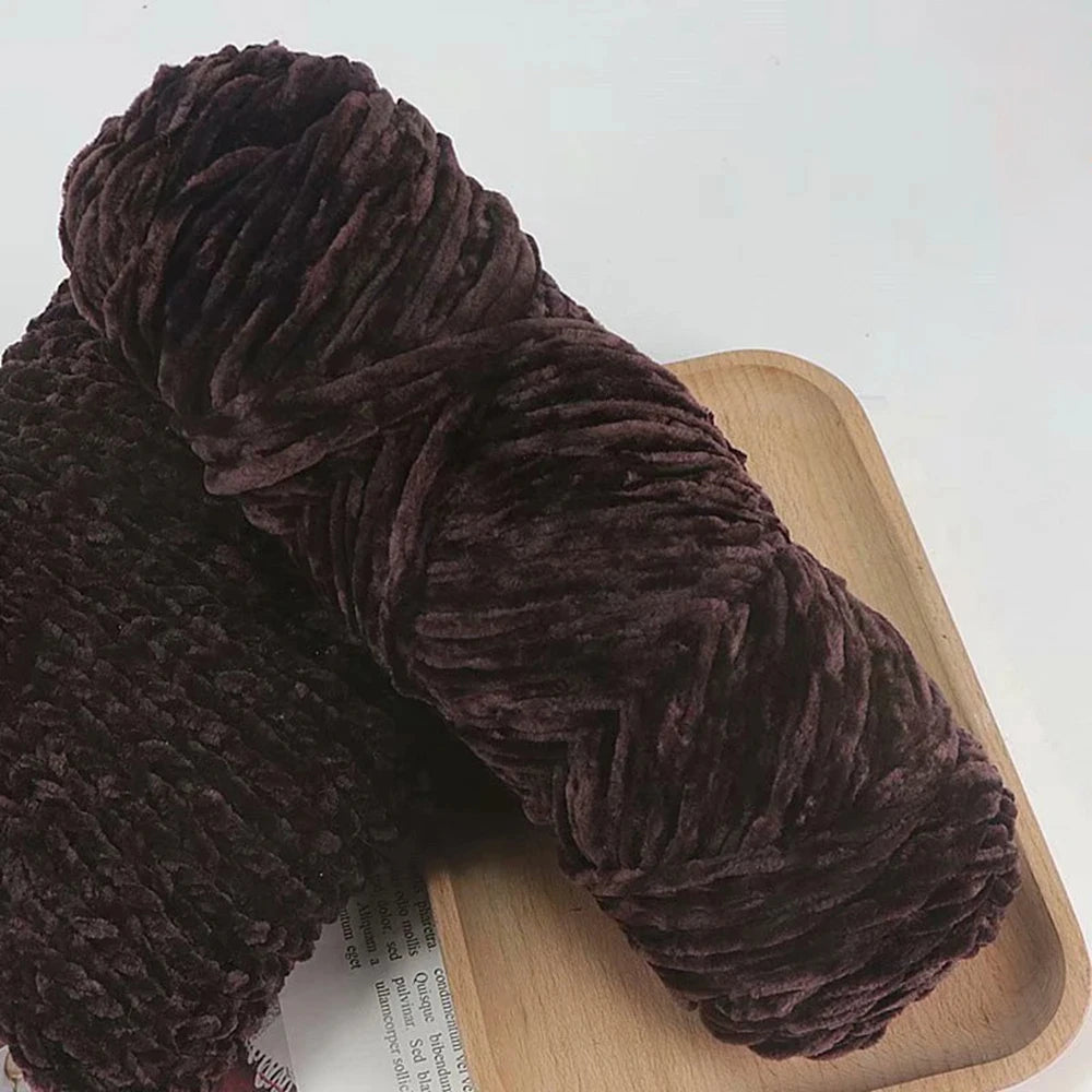 Fil de velours doux en Chenille, mélange de laine tricotée au Crochet, écharpe faite à la main, manteau, couverture et chapeau pour bébé, 95g