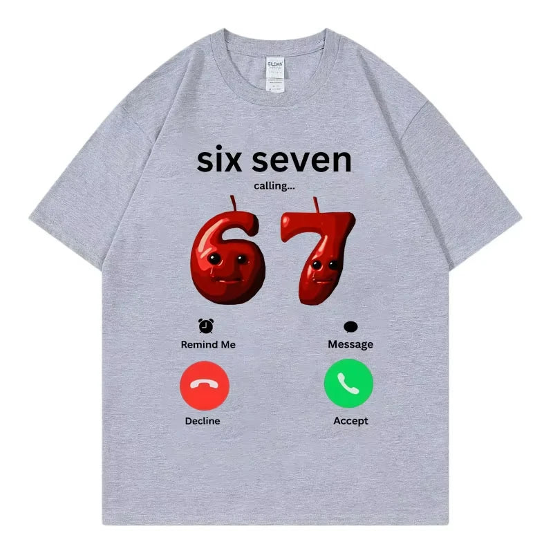 67 appelle drôle Meme T-shirt hommes femmes haute qualité mode surdimensionné T-shirts été décontracté coton à manches courtes T-shirts