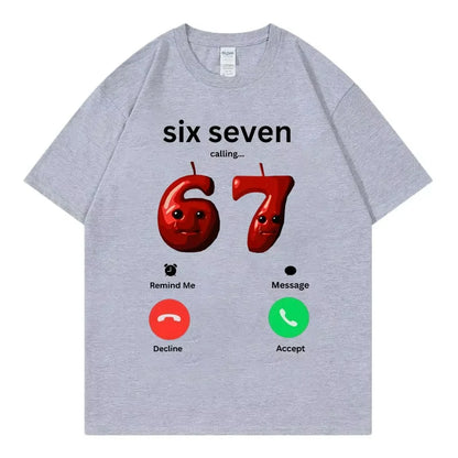 67 appelle drôle Meme T-shirt hommes femmes haute qualité mode surdimensionné T-shirts été décontracté coton à manches courtes T-shirts
