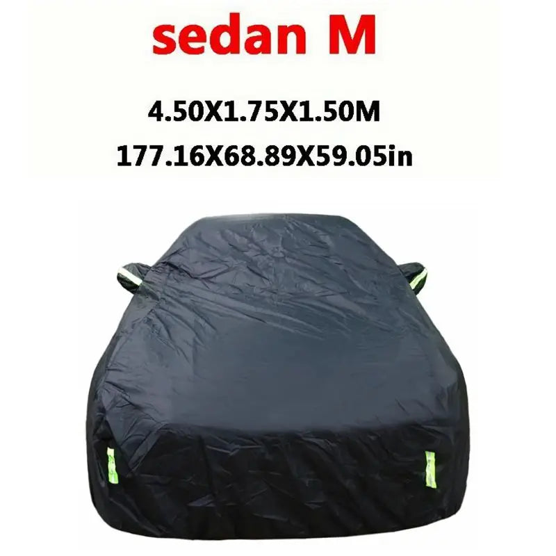 Universal SUV/Sedan Full Car Covers Outdoor Sun Snow Protection UV Car Zipper Design Black Car Case Cover S-XXL