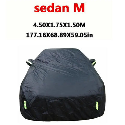 Universal SUV/Sedan Full Car Covers Outdoor Sun Snow Protection UV Car Zipper Design Black Car Case Cover S-XXL