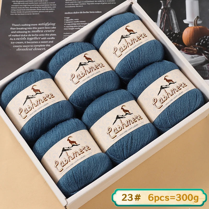 Fil de laine fine pure cachemire 300g, matériel de bricolage tissé à la main, aiguilles à tricoter, pulls chauds, pulls, foulards, boules de fil