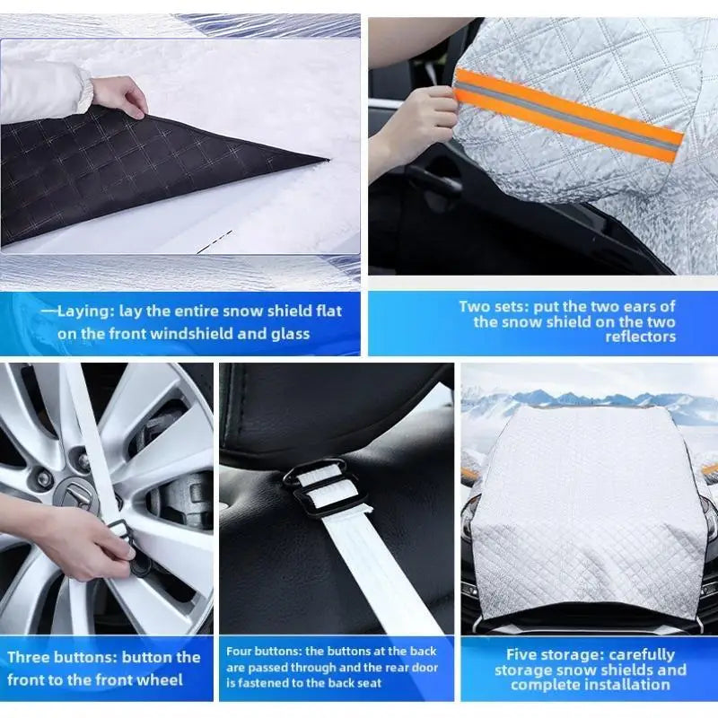 Bouclier de neige pour voiture, pare-brise avant, couverture contre la neige, le gel et le gel, fenêtres en hiver avec housse de vêtements épaisse en hiver