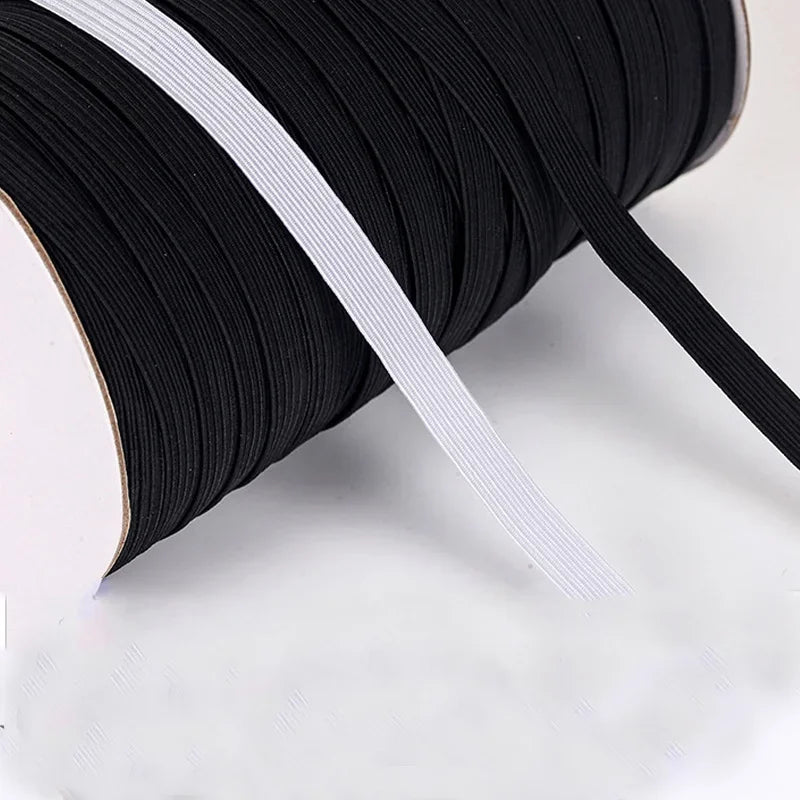 Bande élastique de couture à haute élasticité, 5 mètres/lot, 3/6/8/10/12mm, blanc/noir, bande de caoutchouc Fiat, corde extensible, ruban élastique