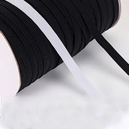 Bande élastique de couture à haute élasticité, 5 mètres/lot, 3/6/8/10/12mm, blanc/noir, bande de caoutchouc Fiat, corde extensible, ruban élastique