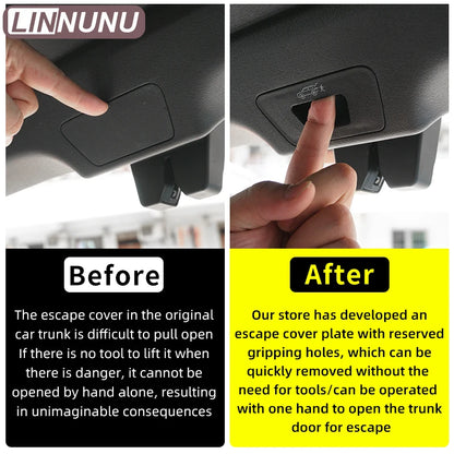 LINNUNU couvercle de commutateur de déverrouillage du couvercle du coffre adapté pour Lynk & co 01 bouton de coffre interne trappe arrière serrure hayon hayon hayon poignée de verrouillage
