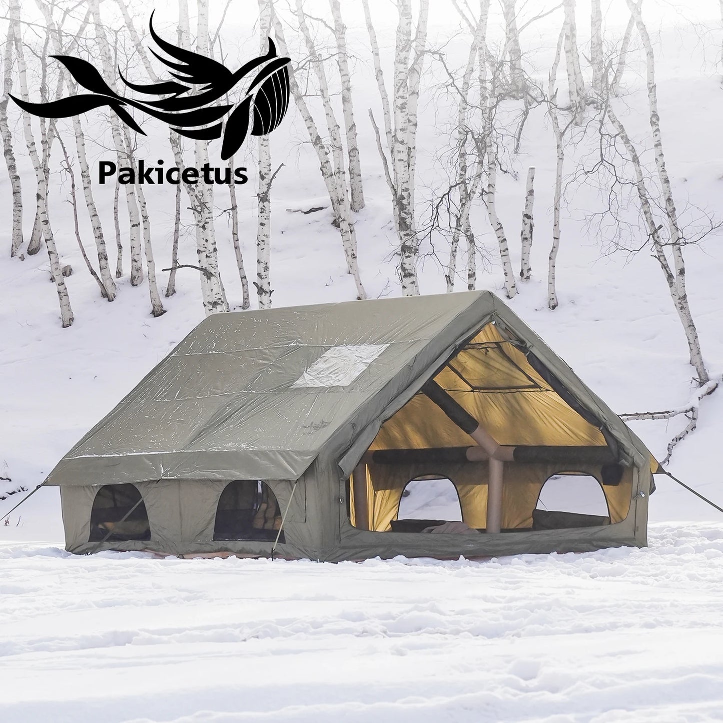 Tente de camping gonflable PAKICETUS pour 4 à 8 personnes avec fenêtres, tente de camping portable résistante à l'eau