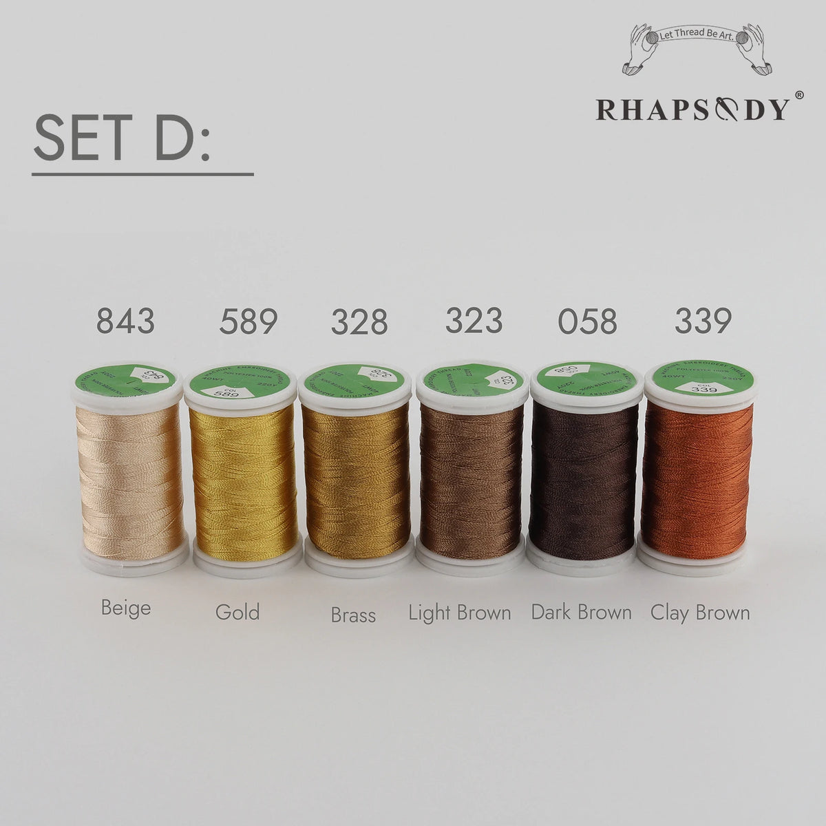 Rhapsody 6/60 ensemble de couleurs frère fil à broder en Polyester de qualité supérieure 200M (220Y) chaque bobine frère Babylock Janome Singer Hom