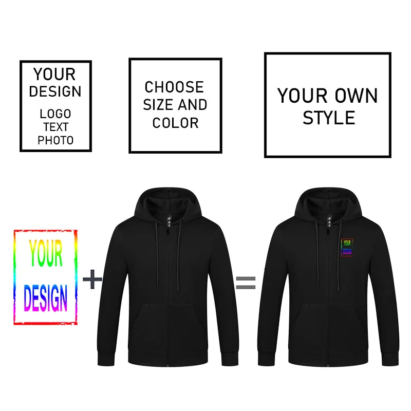 Sweat à capuche zippé à manches longues pour hommes et femmes, logo personnalisé, haut publicitaire décontracté, polyester, logo imprimé, équipe, conçu