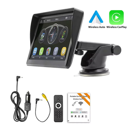 Autoradio Portable lecteur vidéo multimédia sans fil CarPlay Android Auto écran tactile 7 pouces avec AUX FM pour caméra de recul ﻿