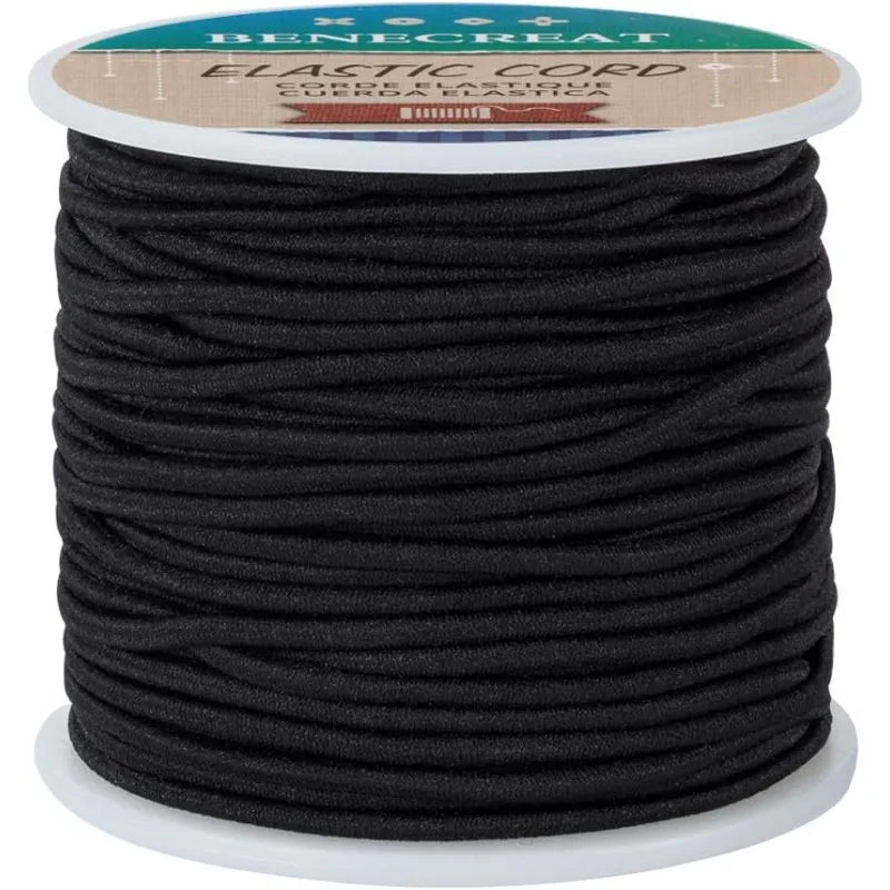 1 Rouleau de 2.5mm de fil élastique noir de 38 yards pour la fabrication de bracelets artisanaux, ULen tissu pour perles