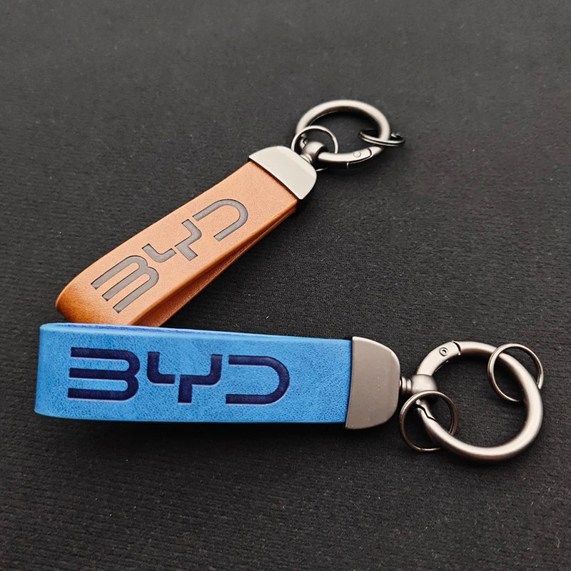 Porte-clés de voiture en cuir de luxe, Logo BYD, meilleur cadeau, accessoires automobiles, 2025