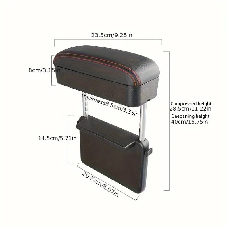 Boîte d'accoudoir de voiture universelle, Support de coude, Console centrale réglable, accessoires de voiture, organisateur d'espace de siège en cuir