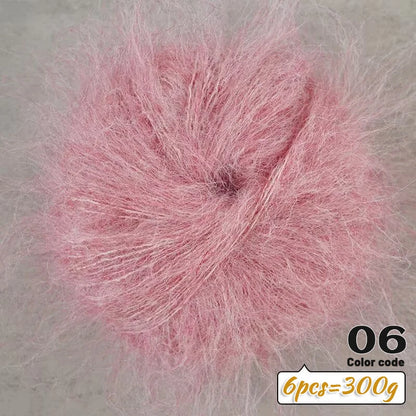 Fil de Mohair d'alpaga coloré à cheveux longs de 300 g, matériel de bricolage fait à la main, aiguilles à tricoter, pull pour femme, manteau, boule de fil de châle, 1 pièce = 6 pièces = 300 grammes