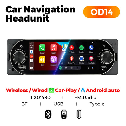 Autoradio Carplay sans fil, 5.2 pouces, double bouton, 1din, lecteur MP5, pour lecture universelle de voiture, Auto Touch, vidéo HD, intelligent, BT, stéréo