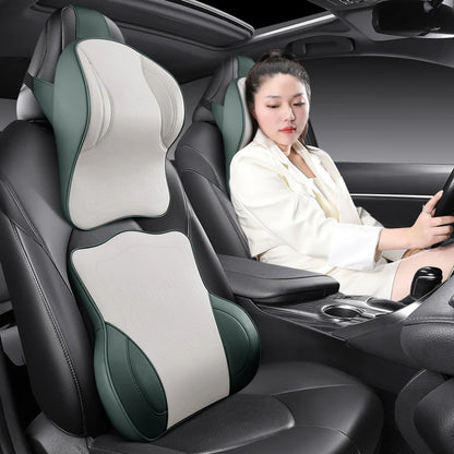 Coussin de nuque et support lombaire en mousse à mémoire de forme pour voiture, soulage le cou et le bas du dos, facile à installer, disponible en plusieurs couleurs