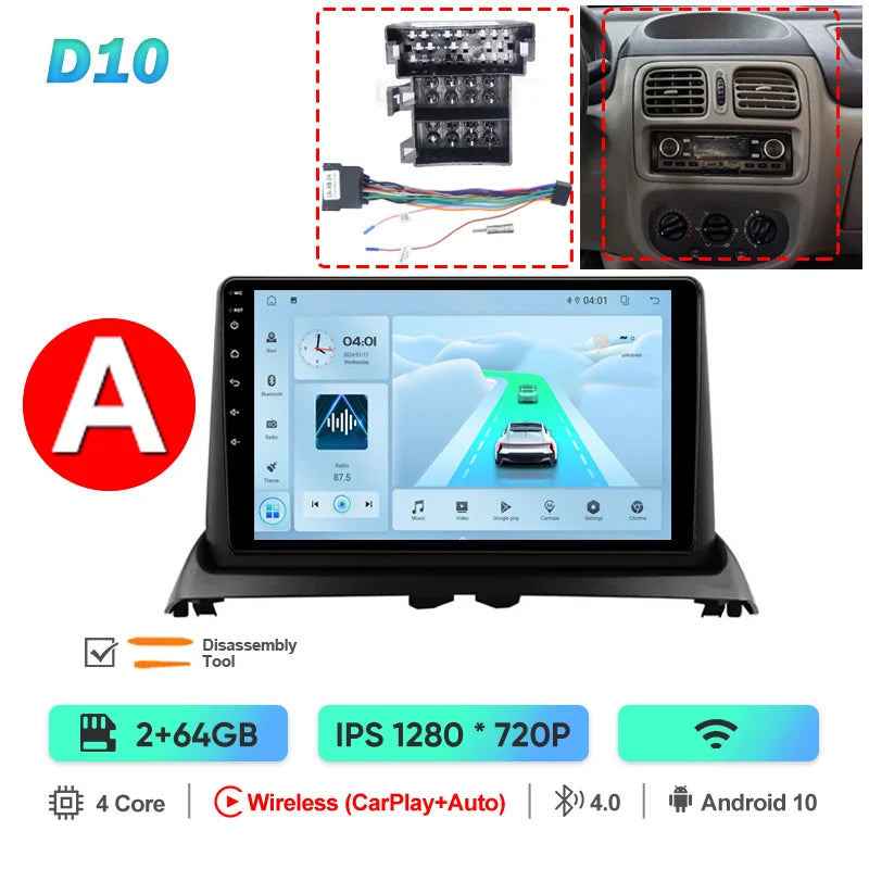 QSZN pour Renault Clio2 BB CB MK2 2001 - 2006 Android 13 autoradio lecteur vidéo multimédia CarPlay Auto 4G unité principale Navigation